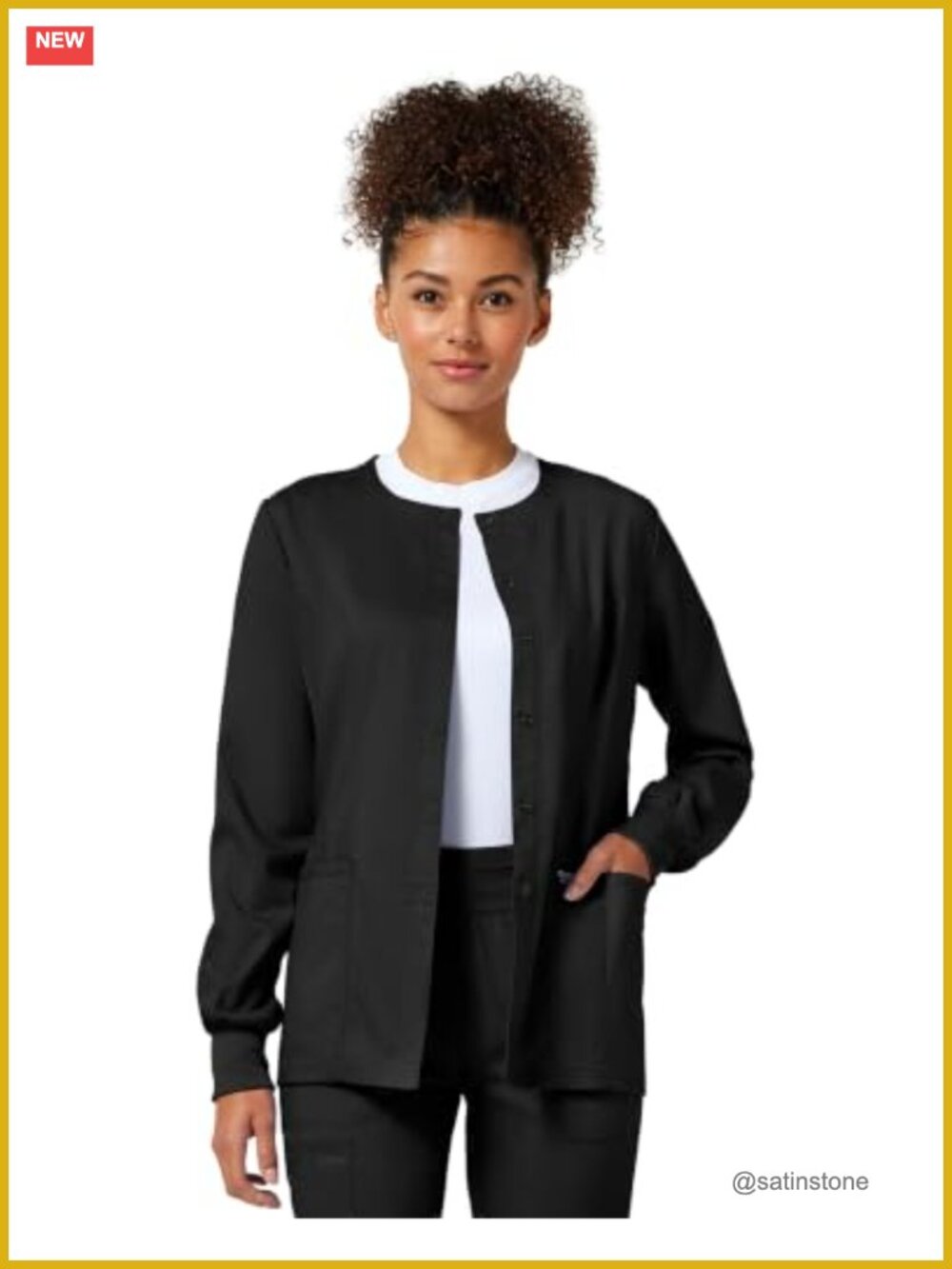 Women's Snap Front Medical Scrub Jacket Polyester Rayon Spandex